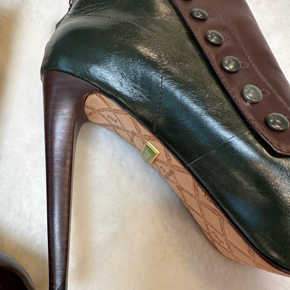 LAMB Elegant Brown and Green Women's Boots - Picture 4 of 9